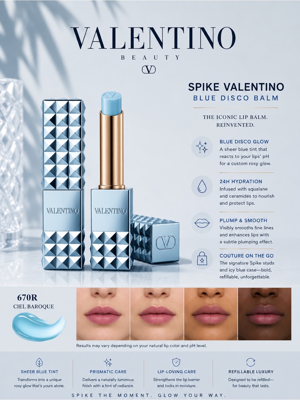Valentino Spike Valentino Blue Disco Balm - 670R Ciel Baroque Limited Edition